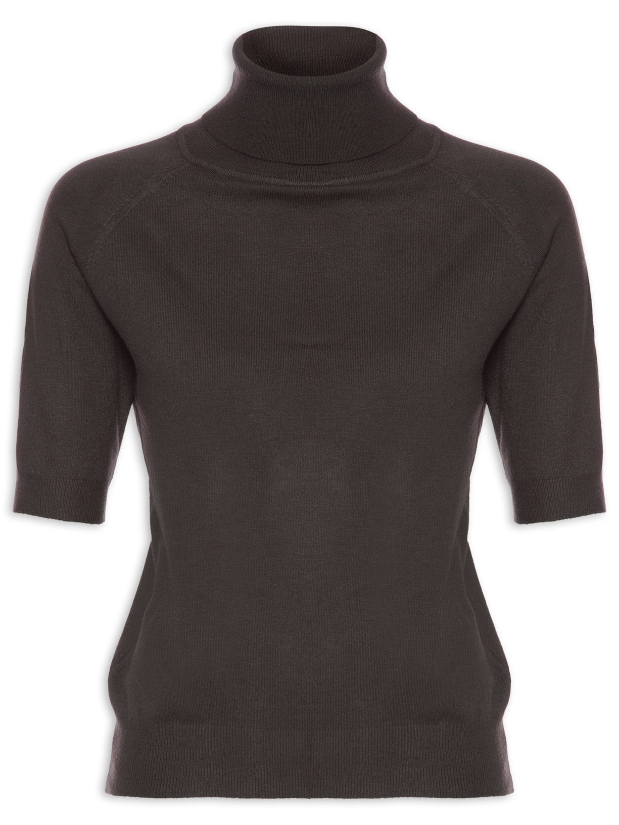 Blusa Feminina Gola Alta Em Tricot - Marrom