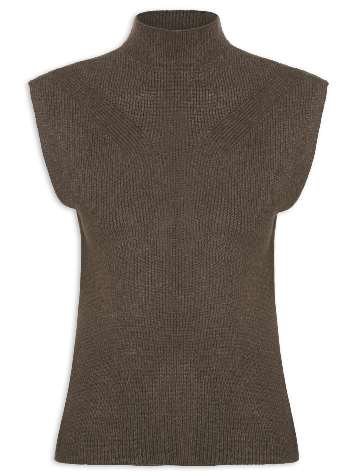 Blusa Feminina Gola Alta Em Tricot - Marrom