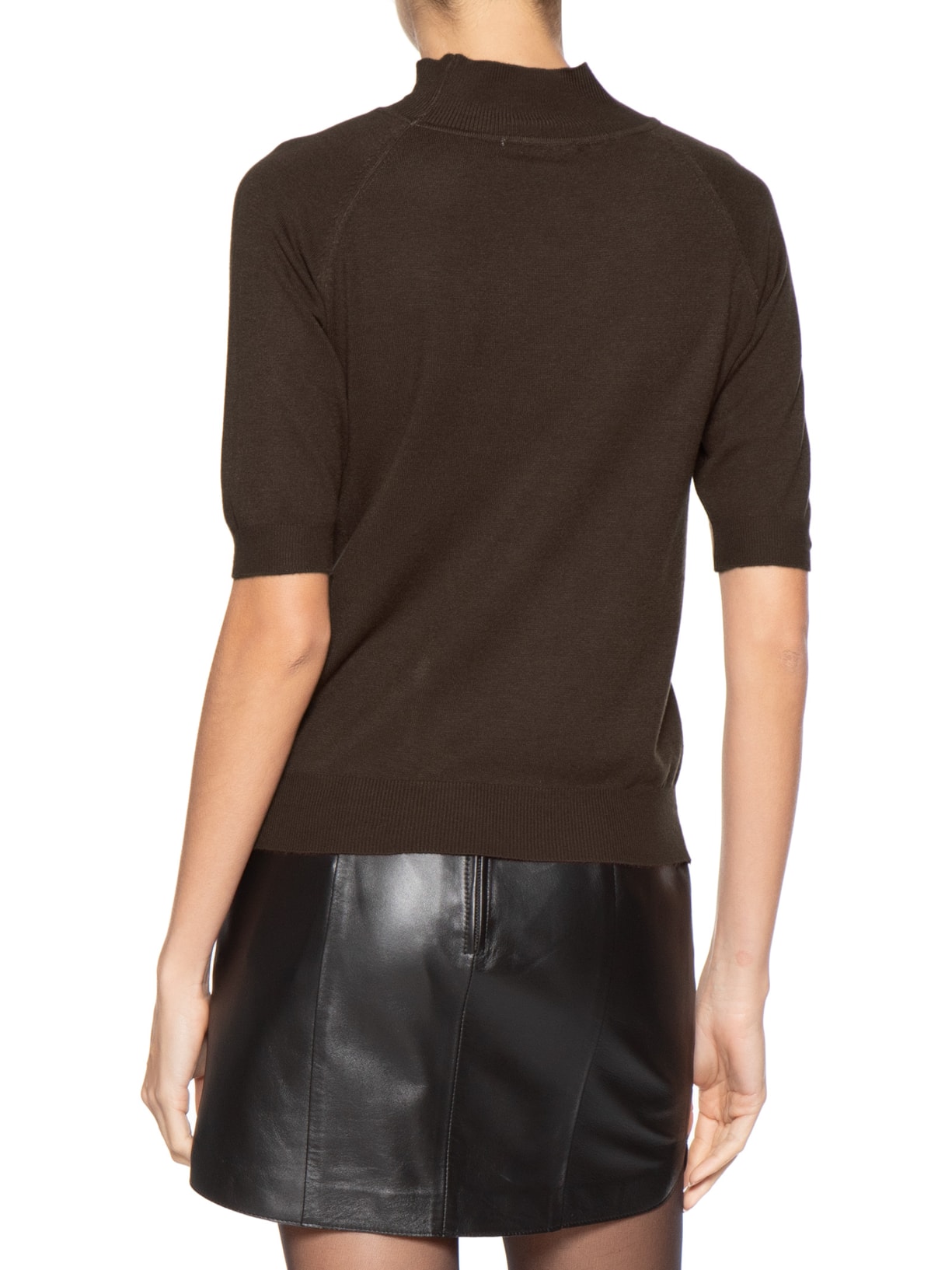 Blusa Feminina Gola Alta Em Tricot Marrom '2Essential