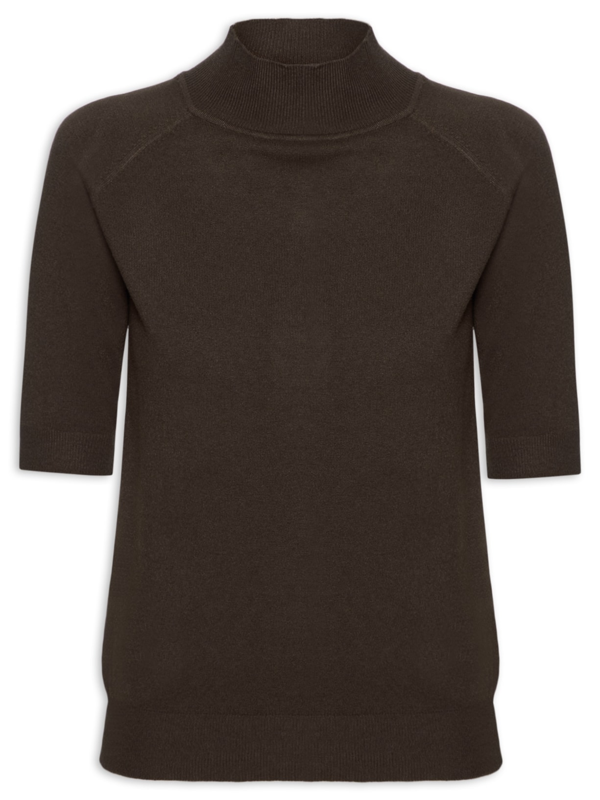 Blusa Feminina Gola Alta Em Tricot Marrom '2Essential