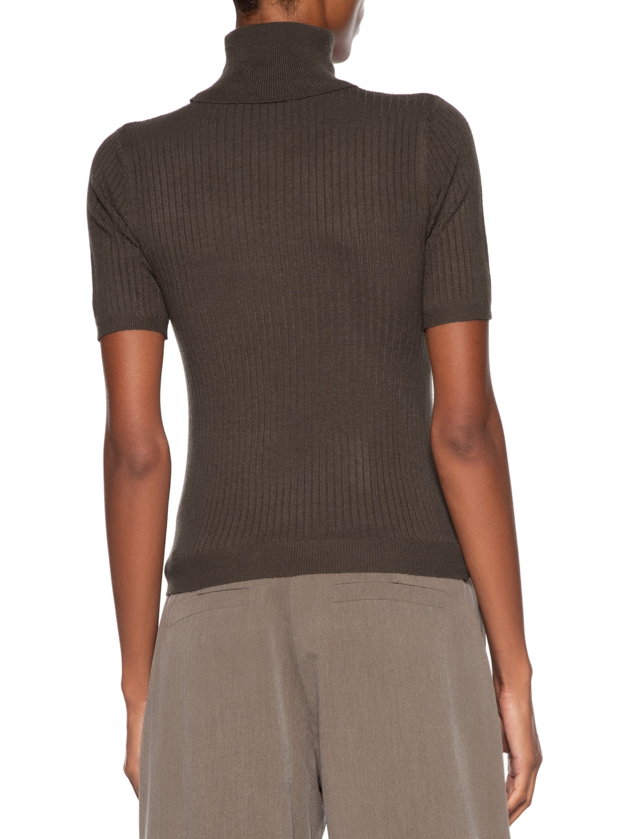 Blusa Feminina Gola Alta Em Tricot Marrom '2Essential