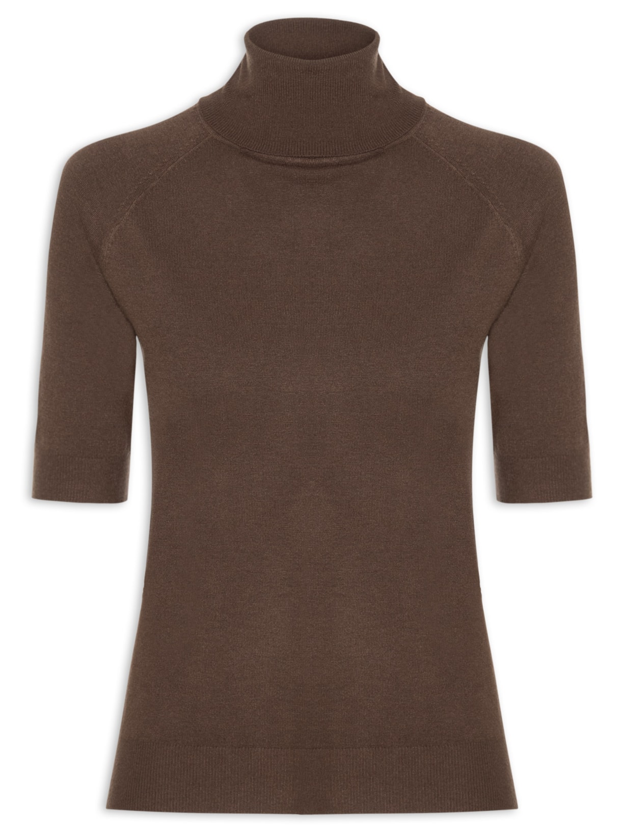 Blusa Feminina Gola Alta Em Tricot - Marrom