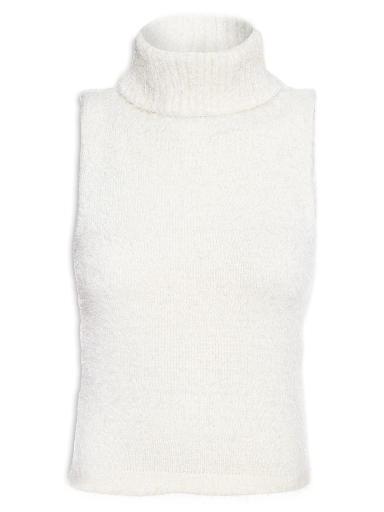 Blusa feminina Gola Alta Em Tricot - Off White