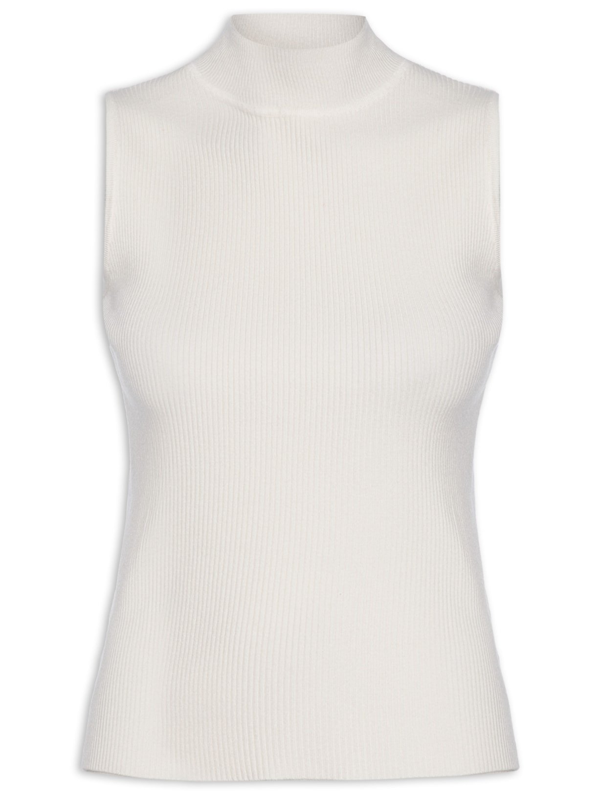 Blusa Feminina Gola Alta Em Tricot Off White '2Essential