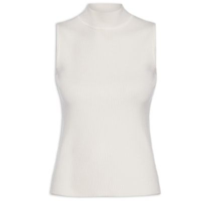 Blusa Feminina Gola Alta Em Tricot - Off White