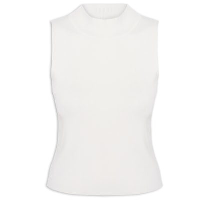 Blusa Feminina Gola Alta Em Tricot - Off White