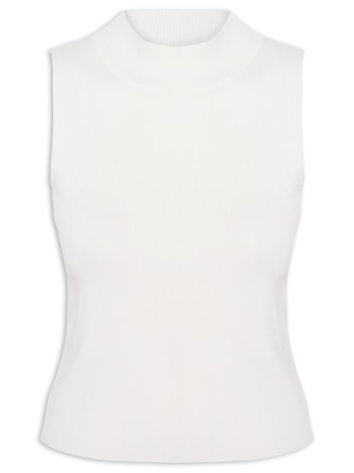 Blusa Feminina Gola Alta Em Tricot - Off White