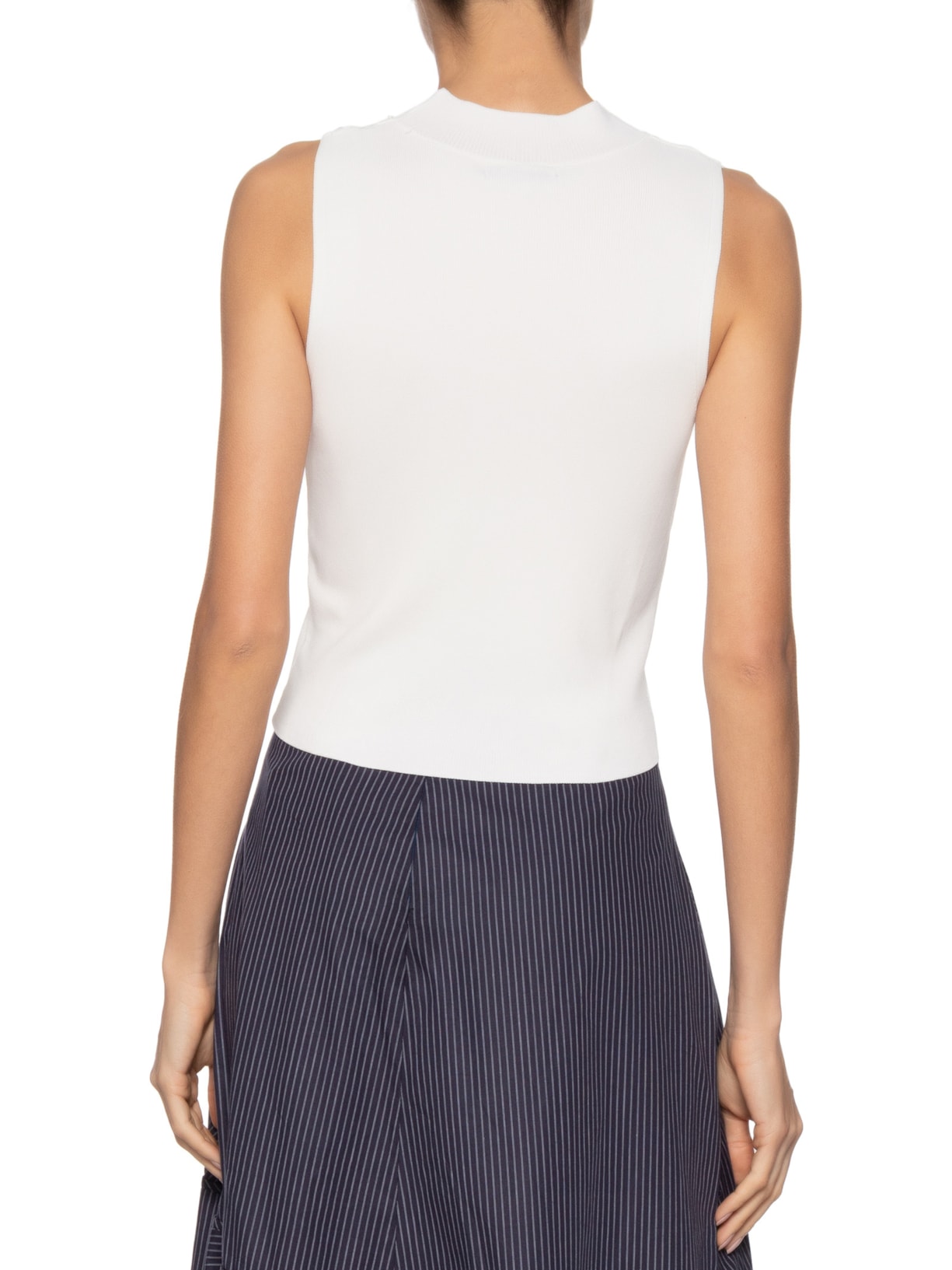 Blusa Feminina Gola Alta Em Tricot Off White '2Essential