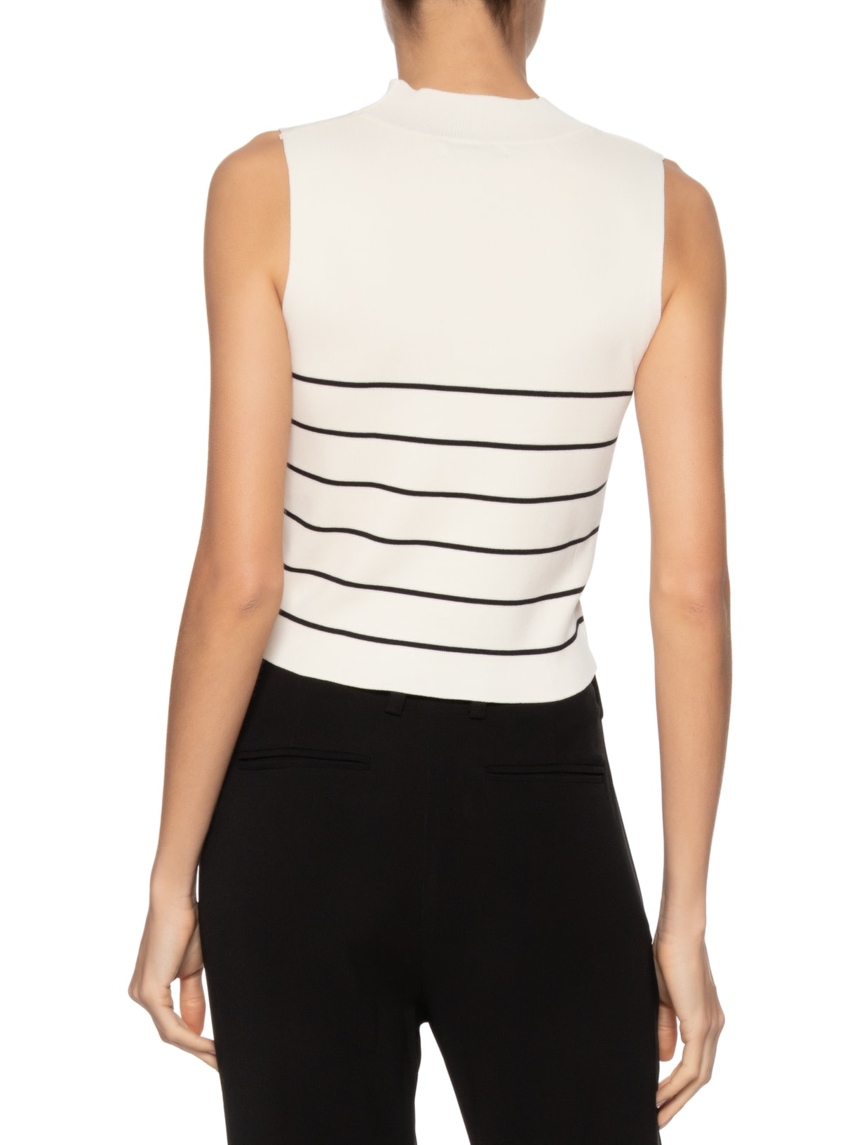 Blusa Feminina Gola Alta Em Tricot Off White '2Essential