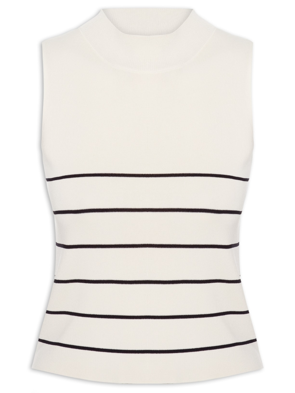 Blusa Feminina Gola Alta Em Tricot Off White '2Essential