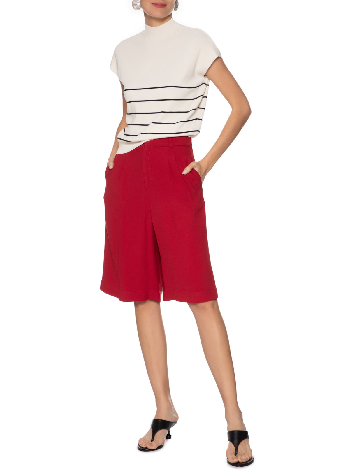 Blusa Feminina Gola Alta Em Tricot Off White '2Essential