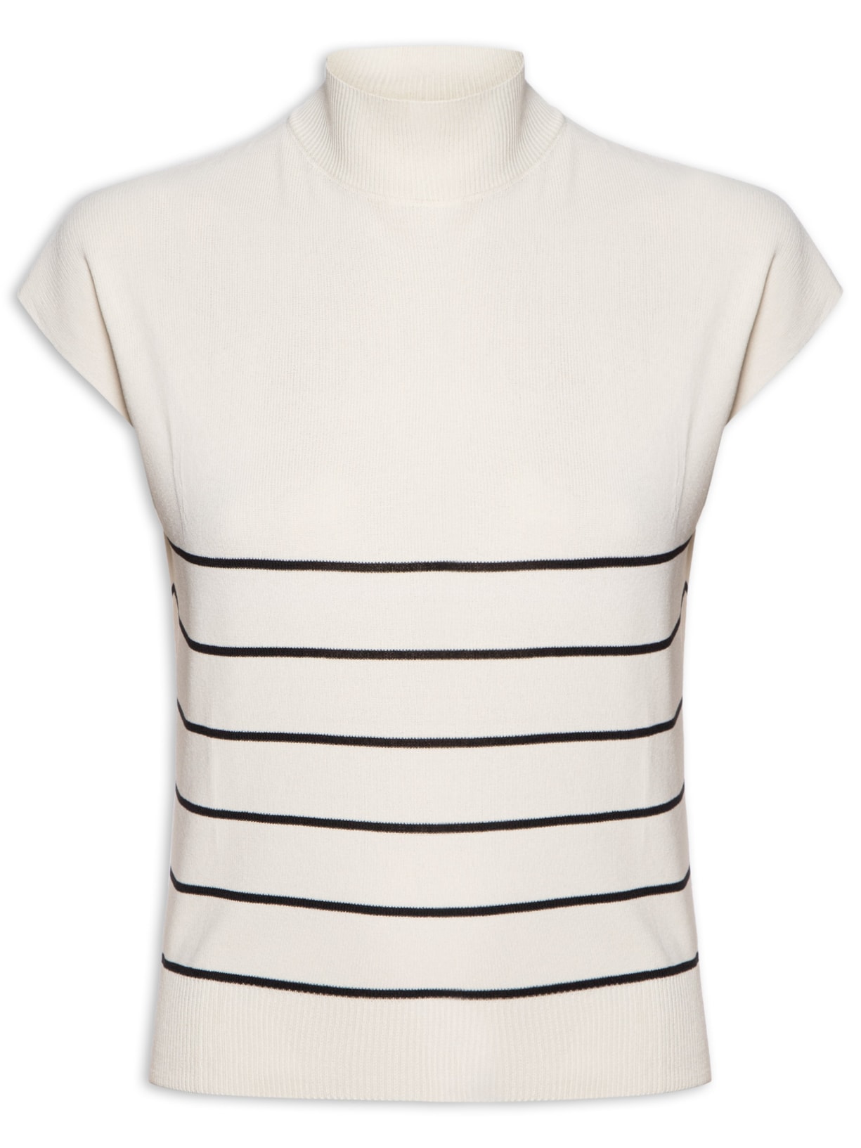 Blusa Feminina Gola Alta Em Tricot - Off White