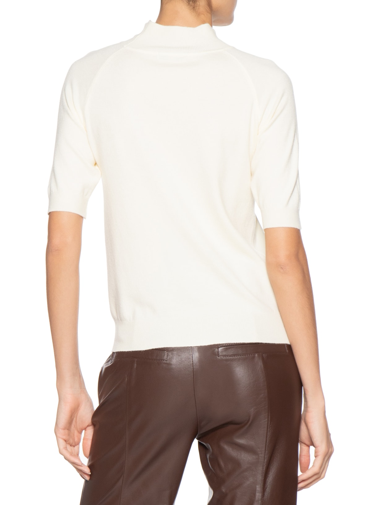 Blusa Feminina Gola Alta Em Tricot Off White '2Essential