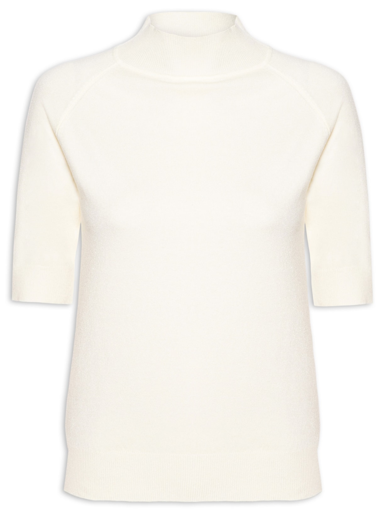 Blusa Feminina Gola Alta Em Tricot Off White '2Essential