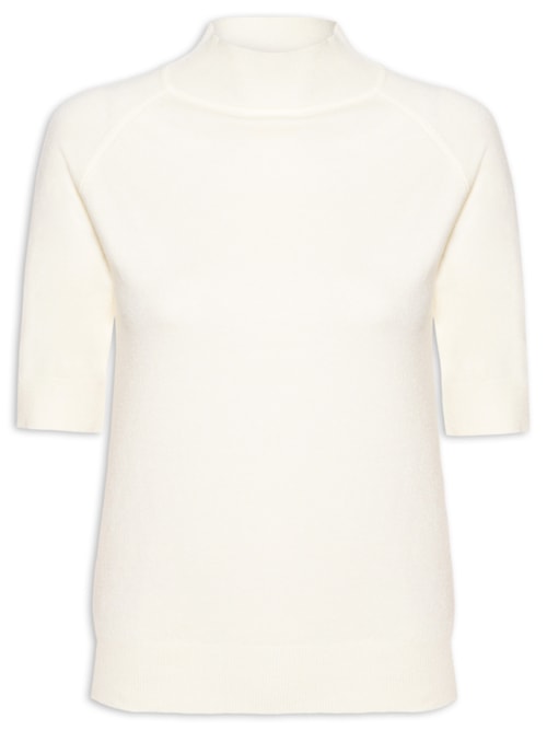 Blusa Feminina Gola Alta Em Tricot - Off White