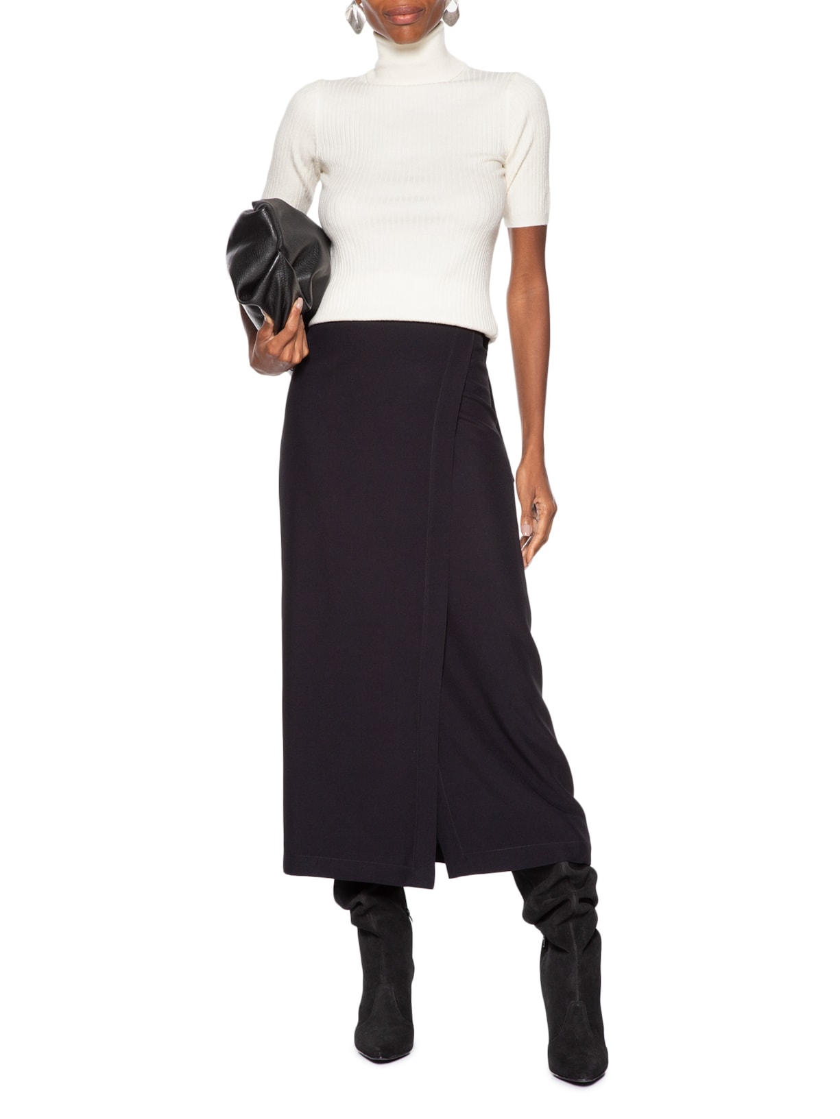 Blusa Feminina Gola Alta Em Tricot Off White '2Essential