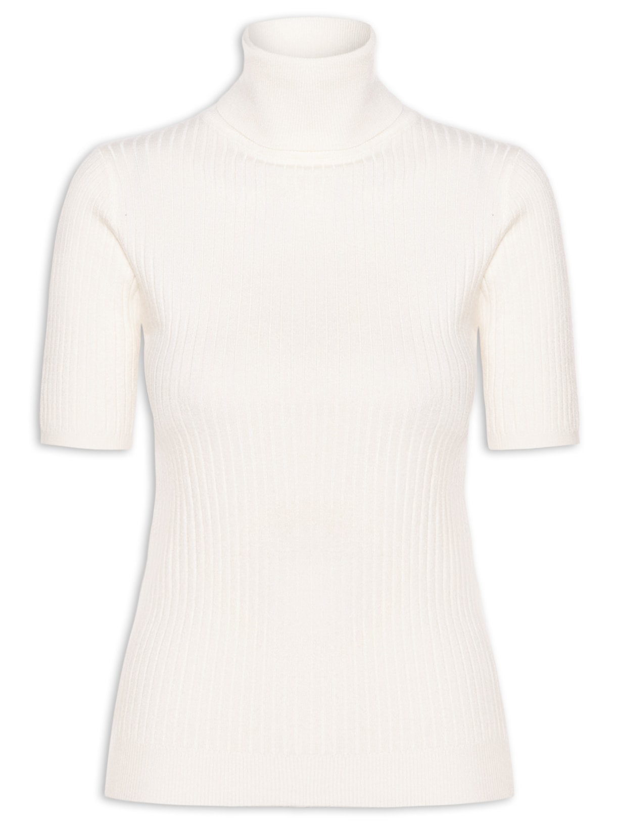 Blusa Feminina Gola Alta Em Tricot Off White '2Essential