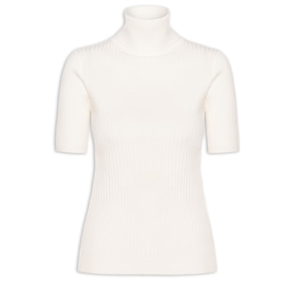Blusa Feminina Gola Alta Em Tricot - Off White