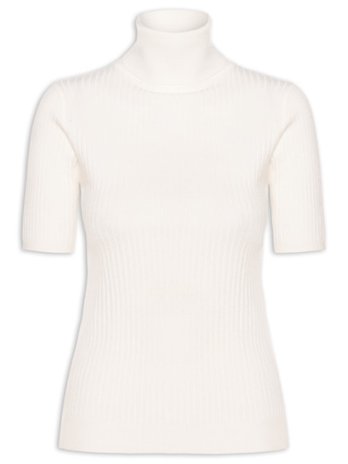 Blusa Feminina Gola Alta Em Tricot - Off White