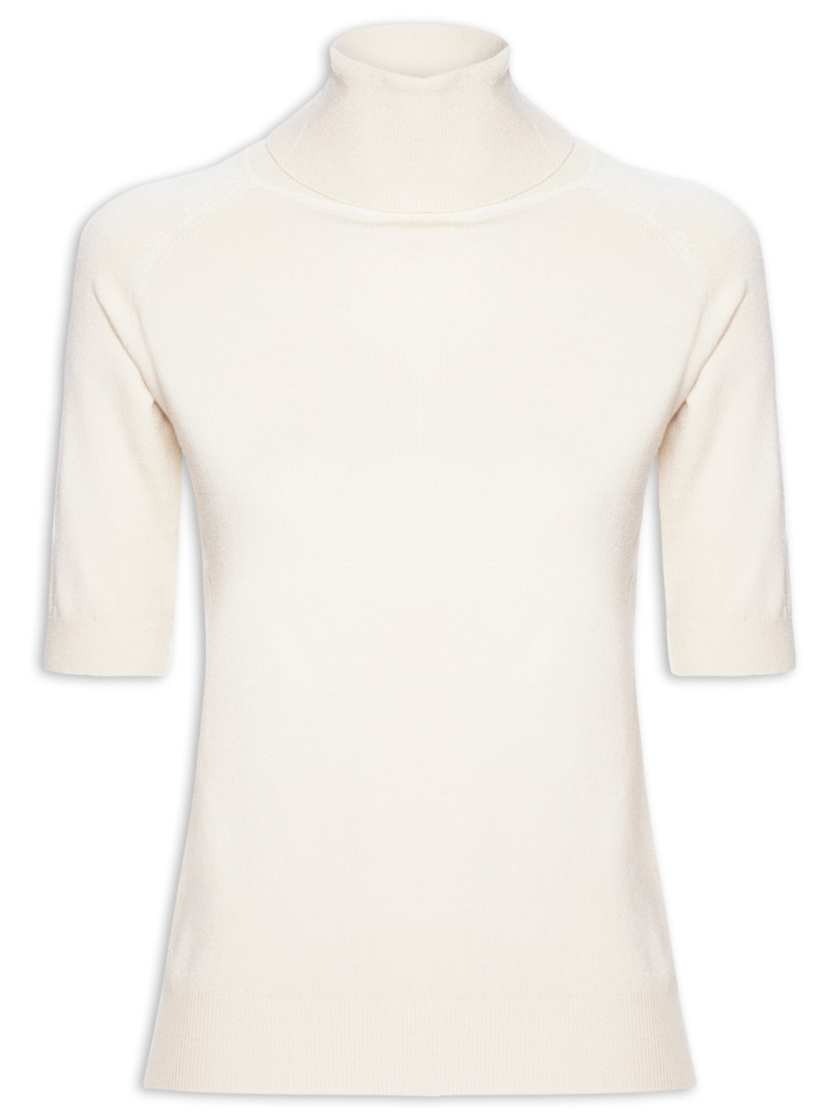 Blusa Feminina Gola Alta Em Tricot Off White '2Essential