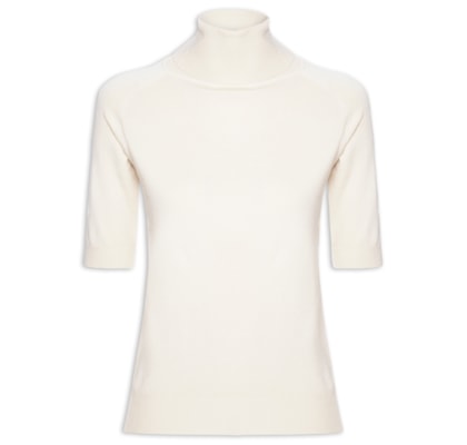 Blusa Feminina Gola Alta Em Tricot - Off White