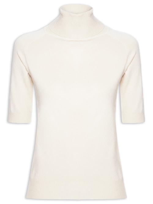 Blusa Feminina Gola Alta Em Tricot - Off White