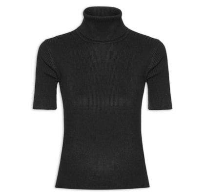 Blusa Feminina Gola Alta em Tricot - Preto