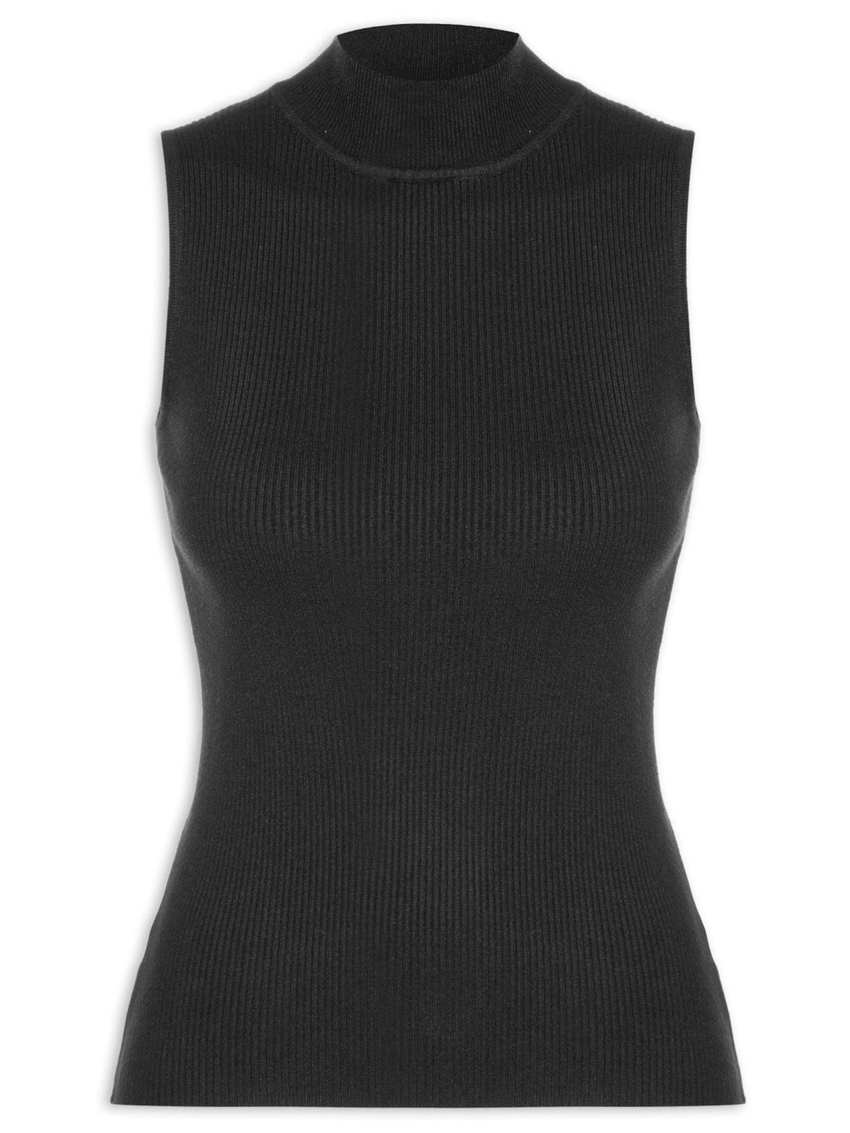 Blusa Feminina Gola Alta Em Tricot - Preto