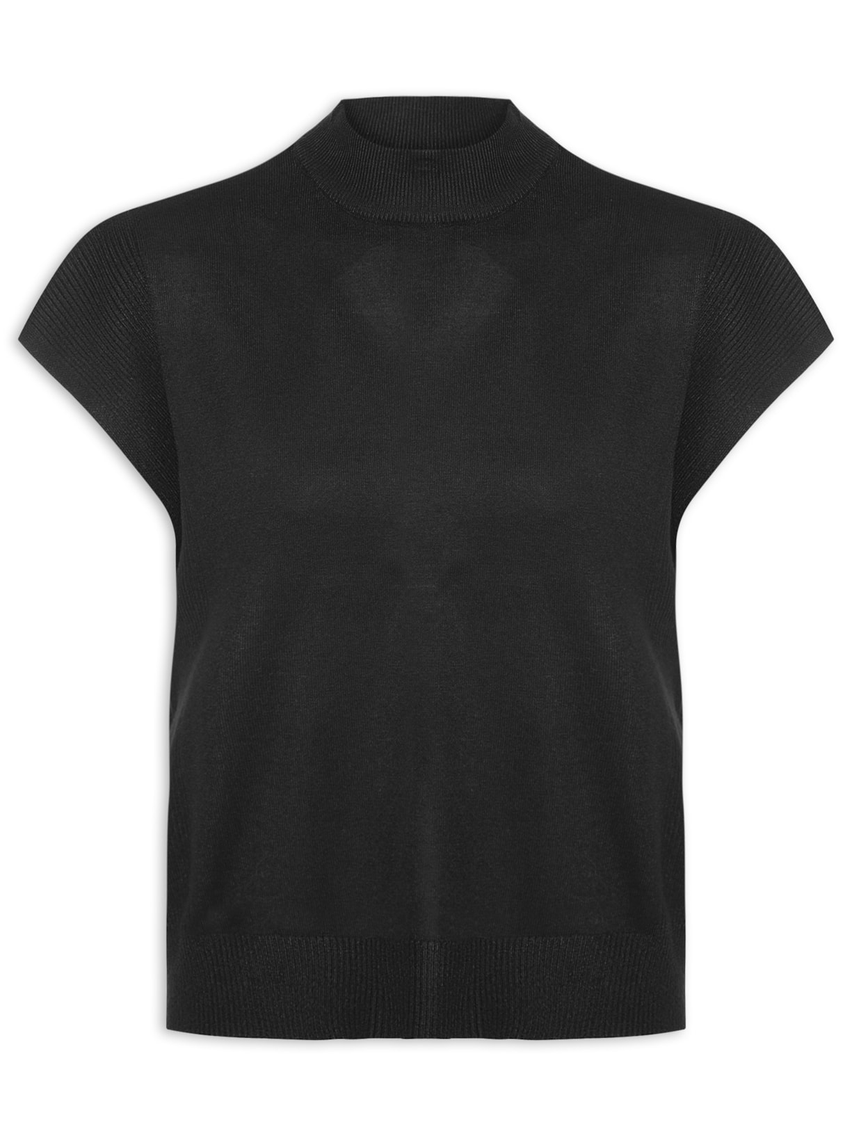 Blusa Feminina Gola Alta Em Tricot - Preto