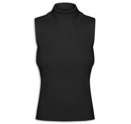 Blusa Feminina Gola Alta Em Tricot - Preto
