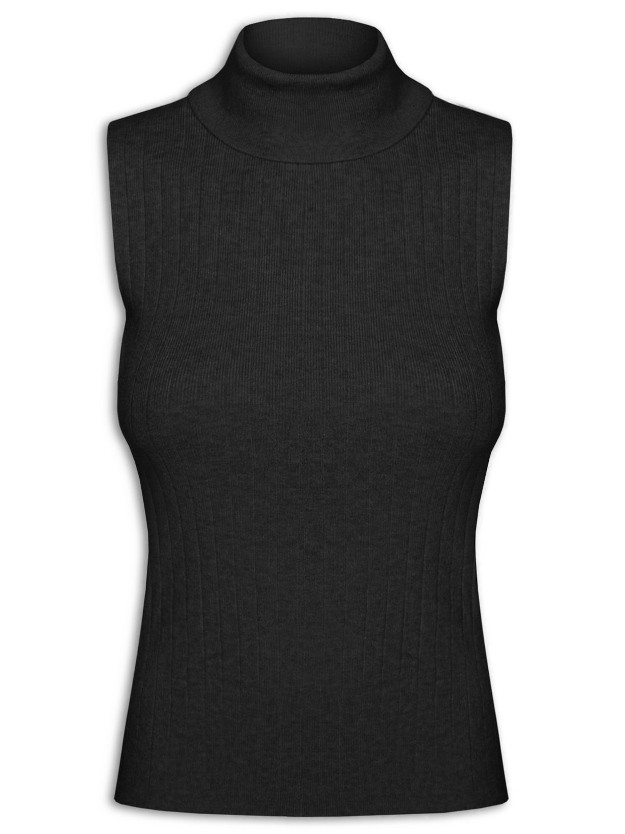 Blusa Feminina Gola Alta Em Tricot - Preto