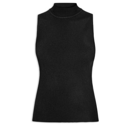 Blusa Feminina Gola Alta Em Tricot - Preto