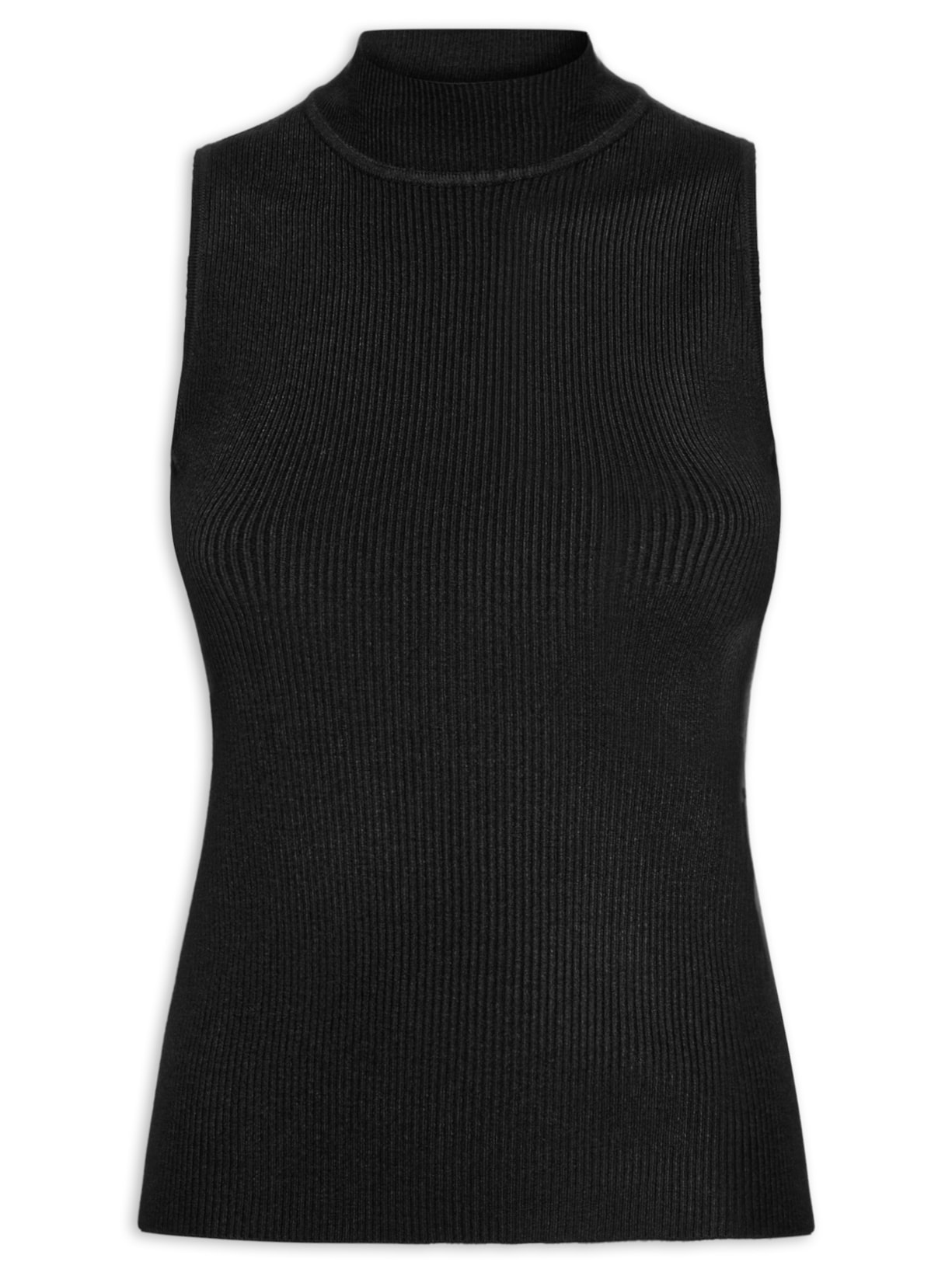 Blusa Feminina Gola Alta Em Tricot - Preto