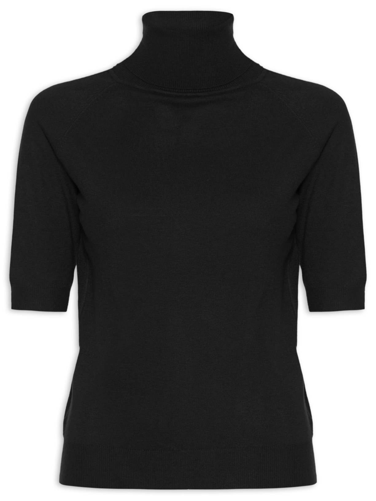 Blusa Feminina Gola Alta Em Tricot - Preto