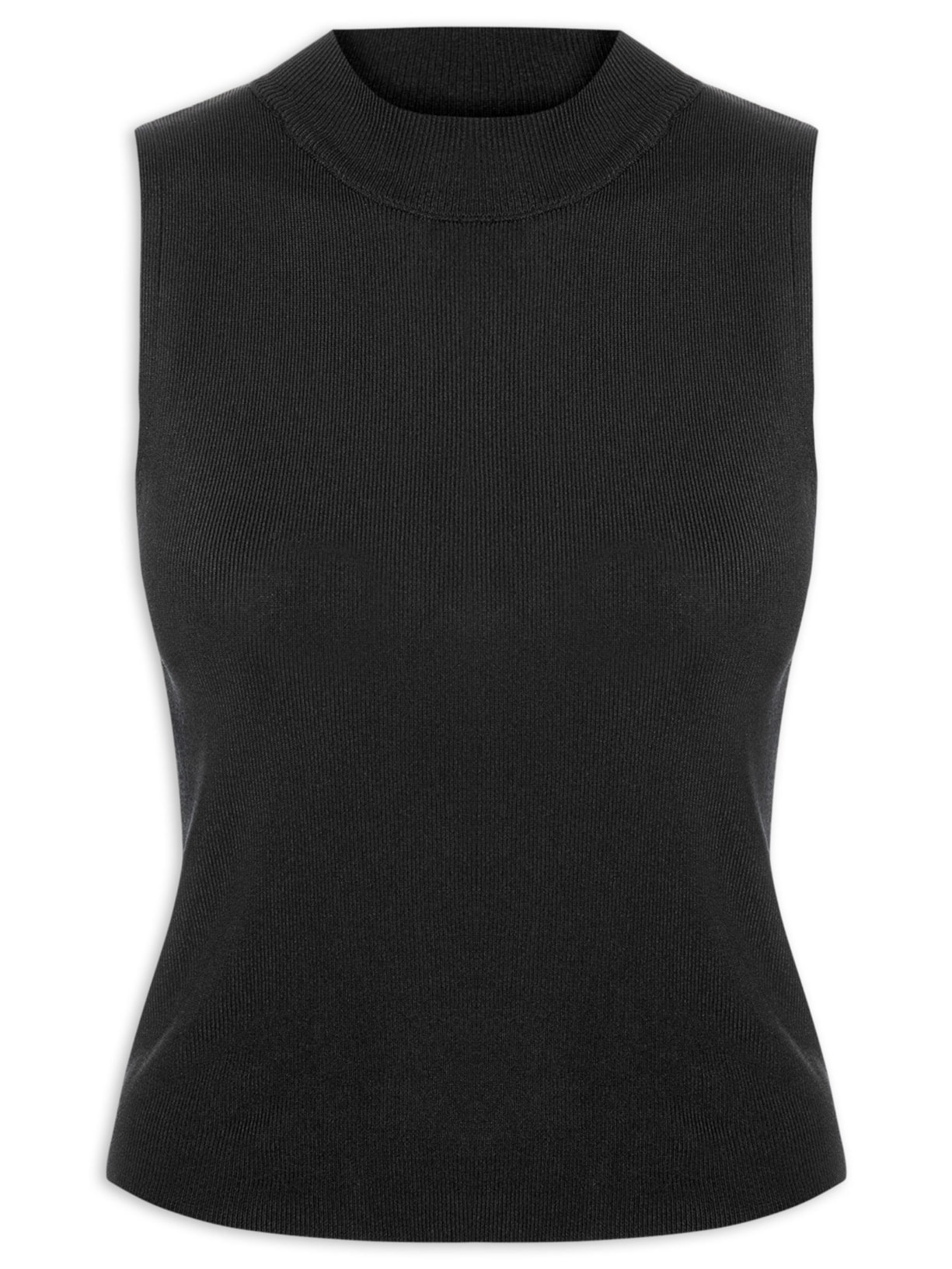 Blusa Feminina Gola Alta Em Tricot Preto '2Essential
