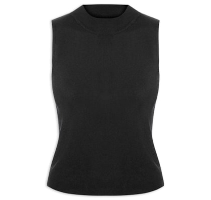 Blusa Feminina Gola Alta Em Tricot - Preto