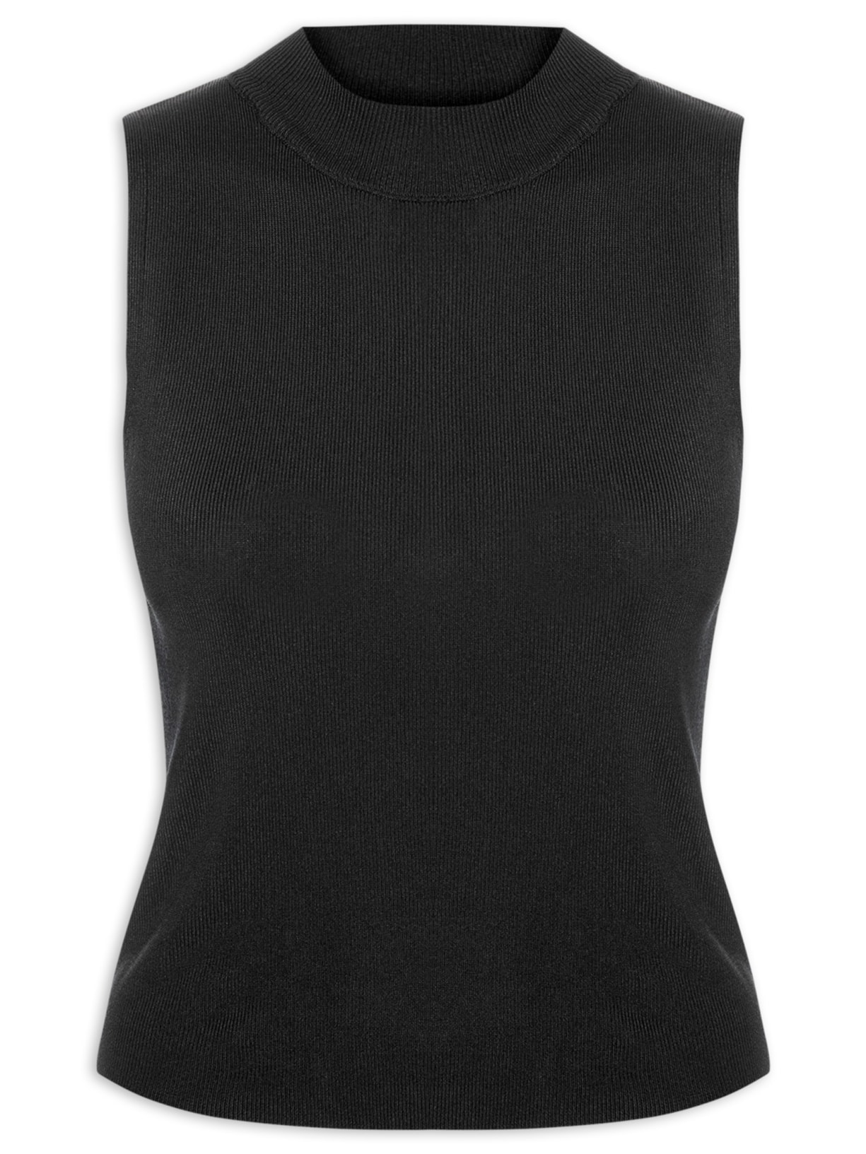 Blusa Feminina Gola Alta Em Tricot Preto '2Essential