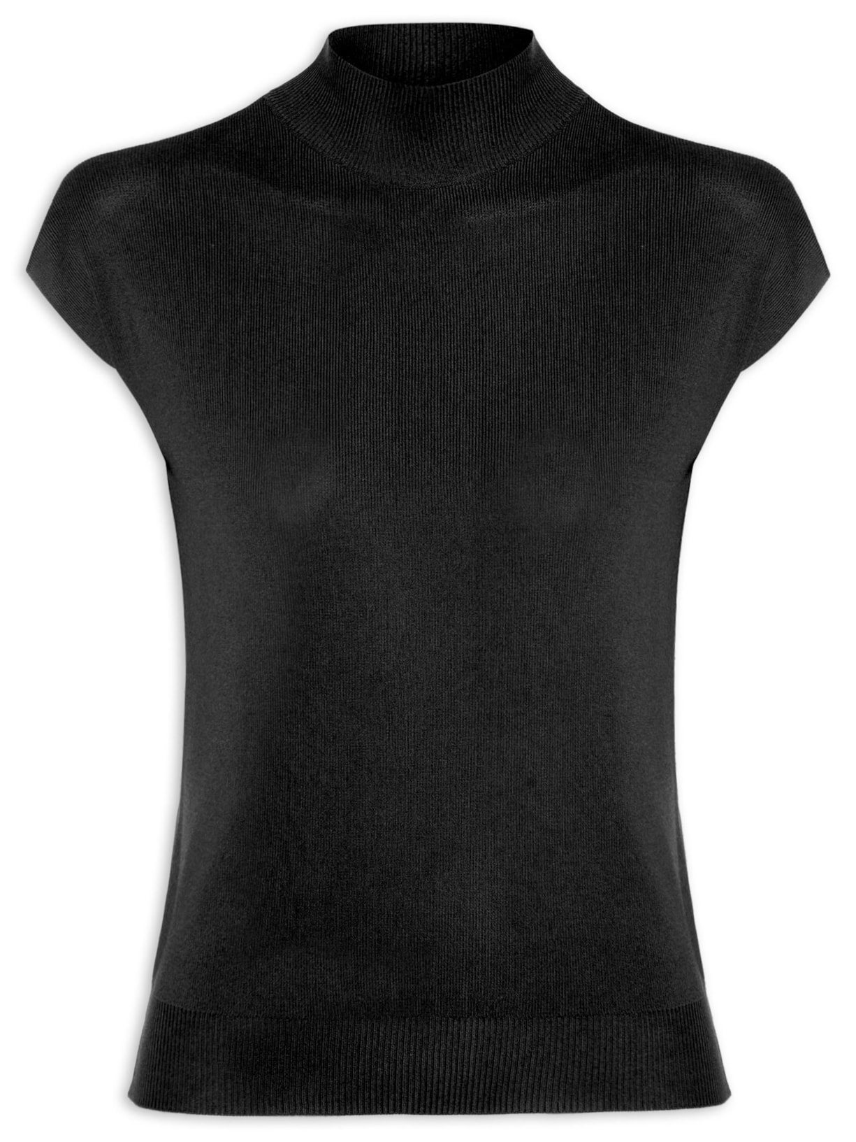 Blusa Feminina Gola Alta Em Tricot Preto '2Essential