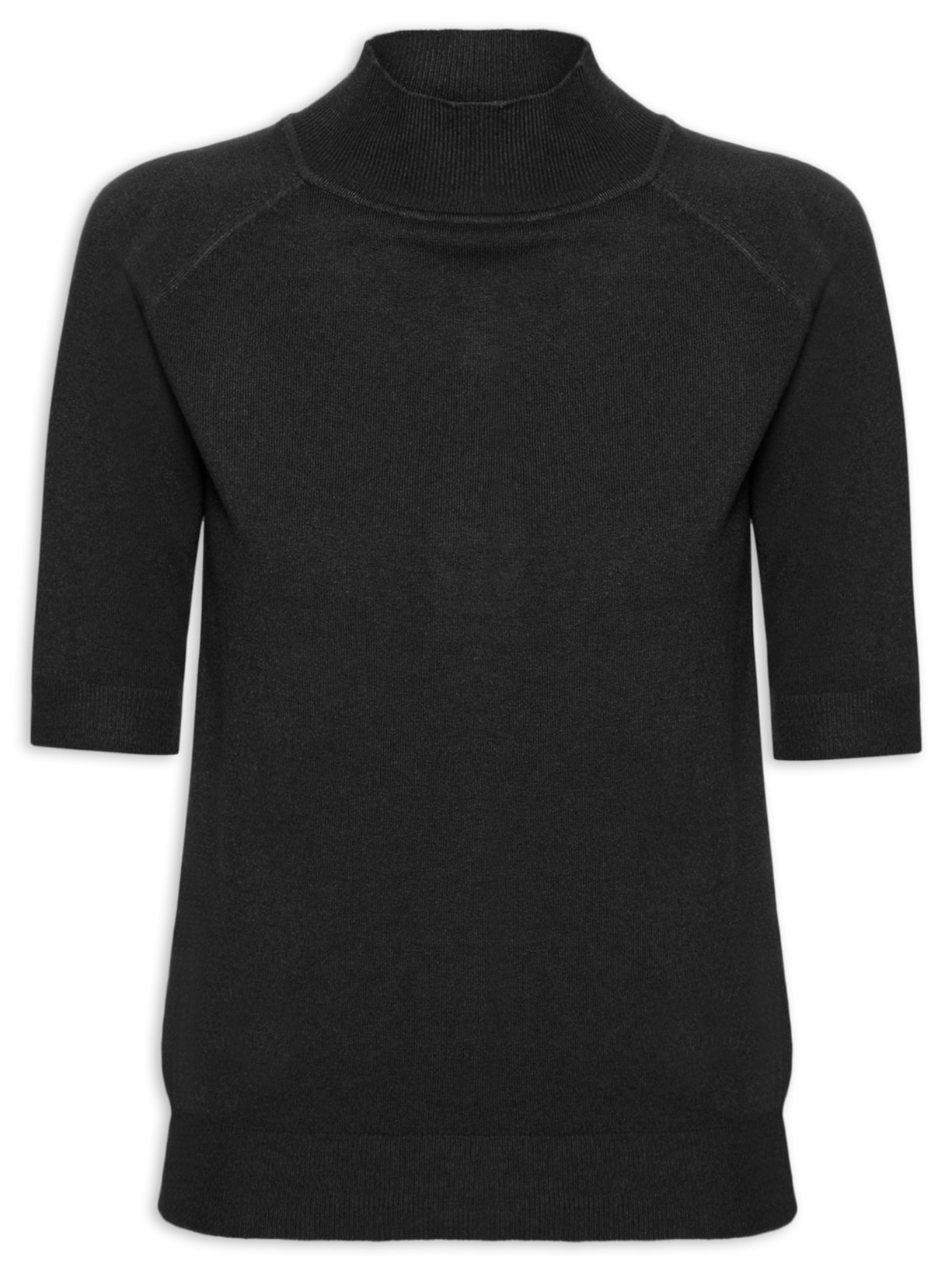 Blusa Feminina Gola Alta Em Tricot - Preto