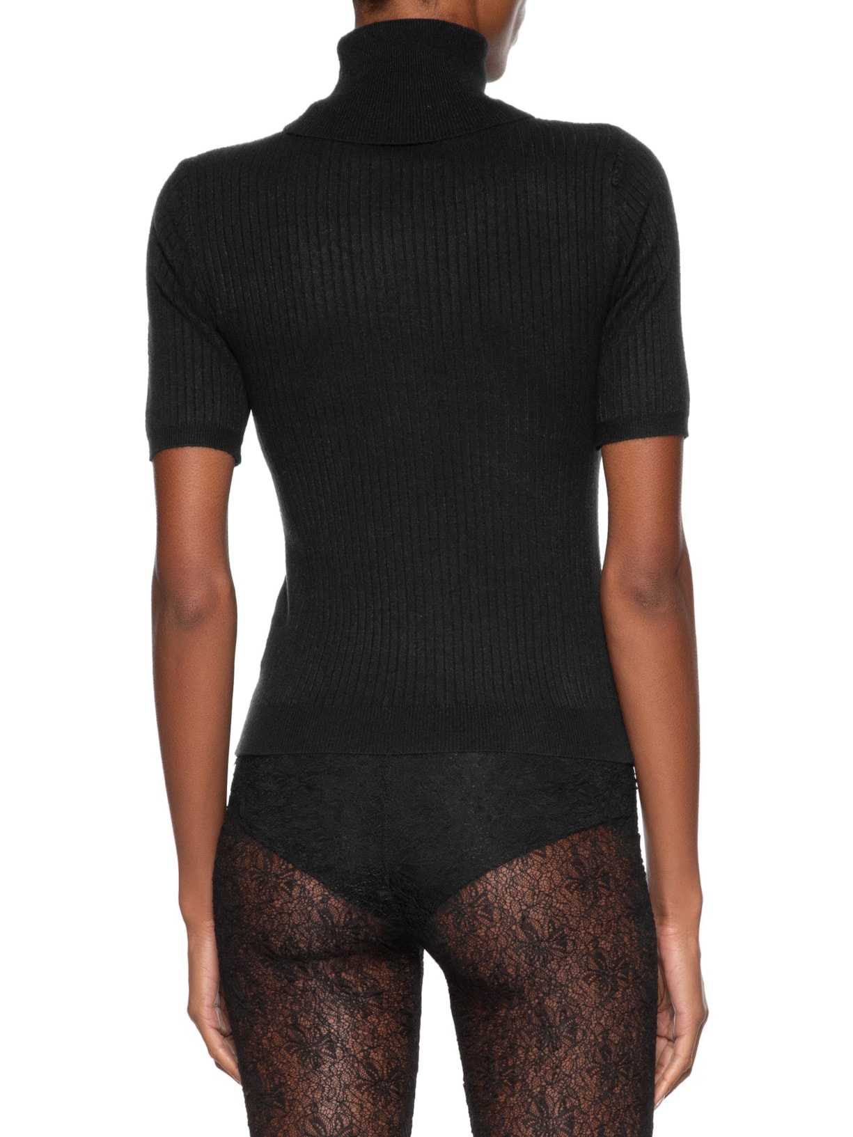 Blusa Feminina Gola Alta Em Tricot Preto '2Essential