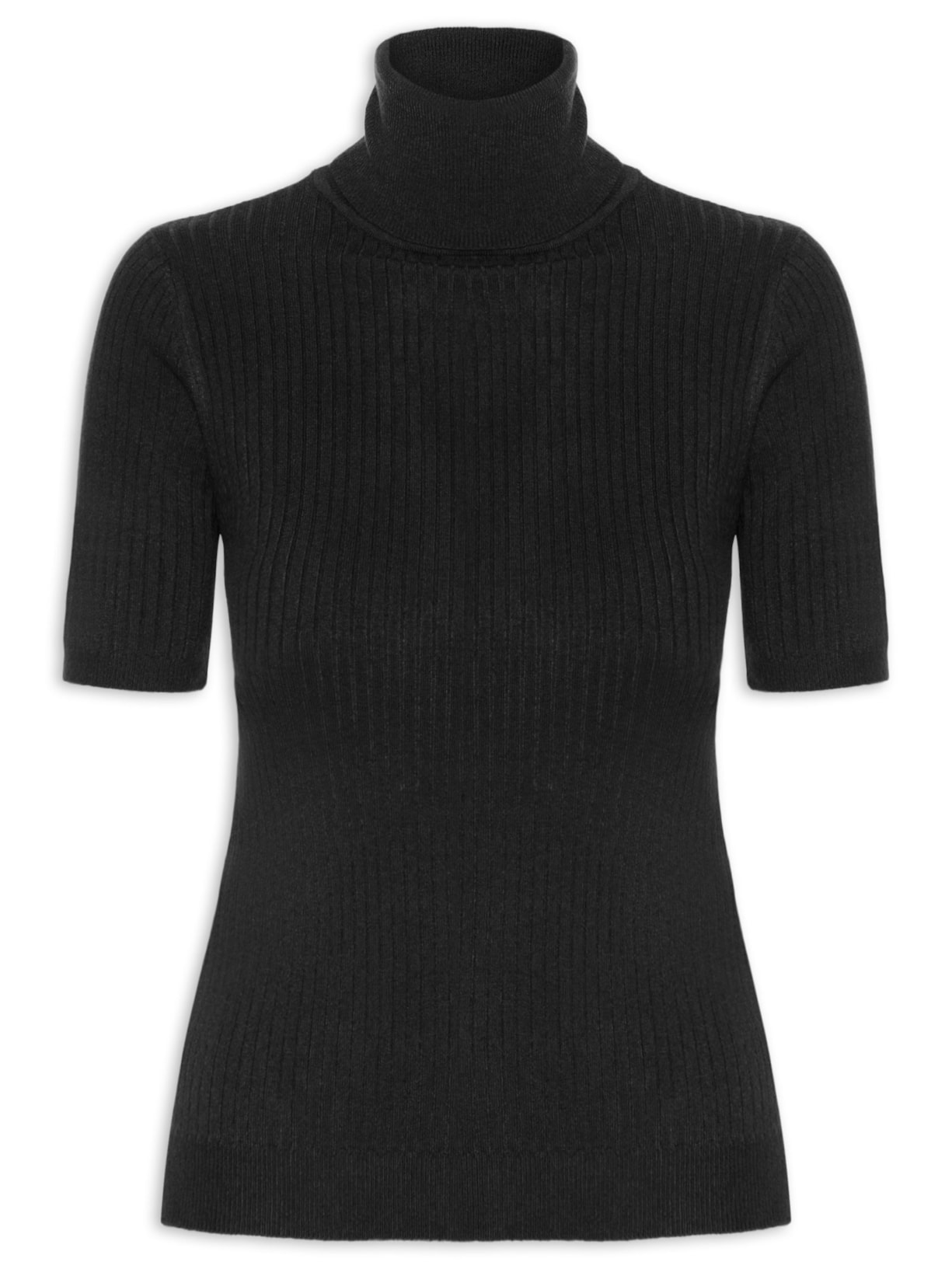 Blusa Feminina Gola Alta Em Tricot Preto '2Essential