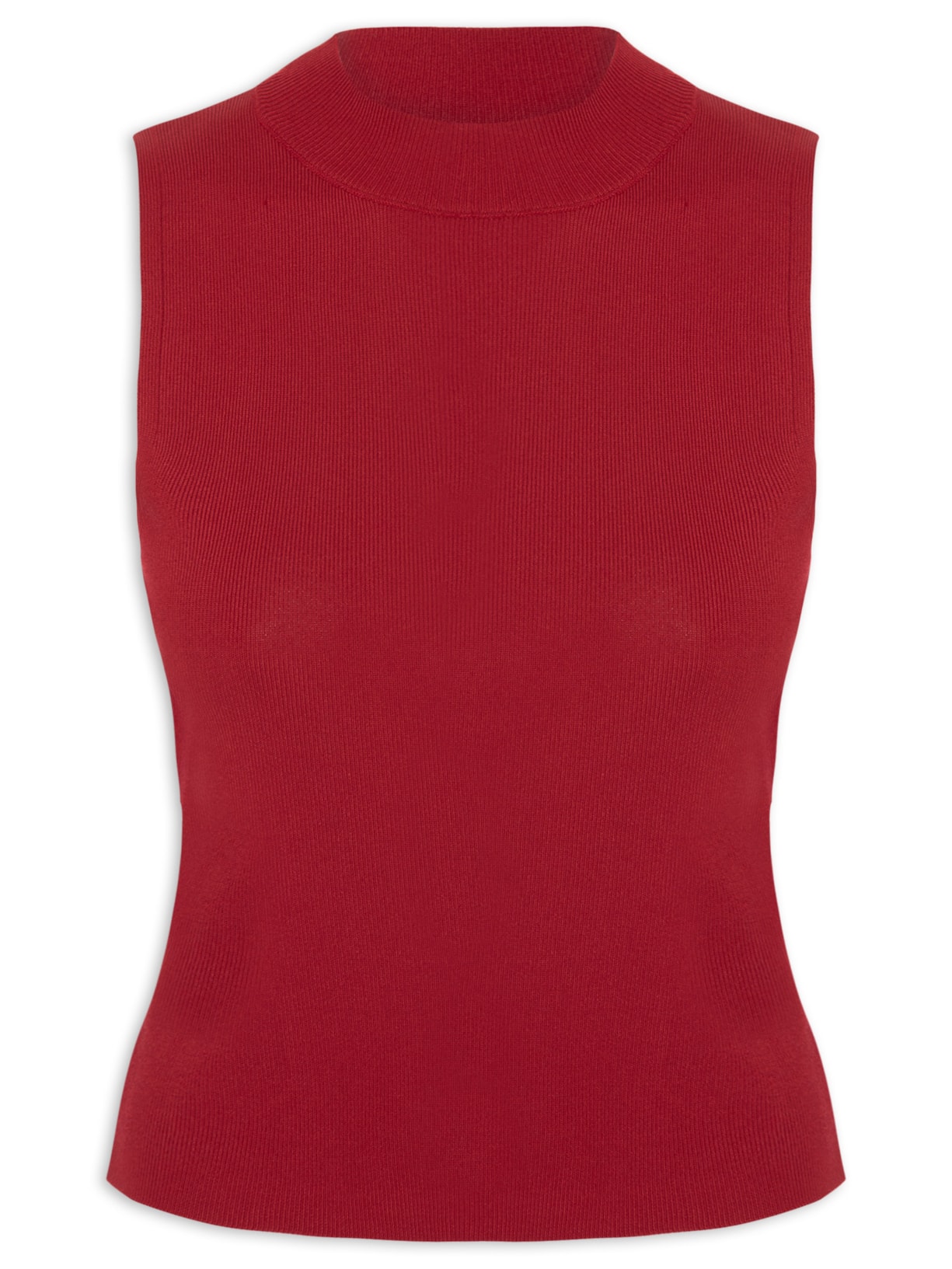Blusa Feminina Gola Alta Em Tricot - Vermelho