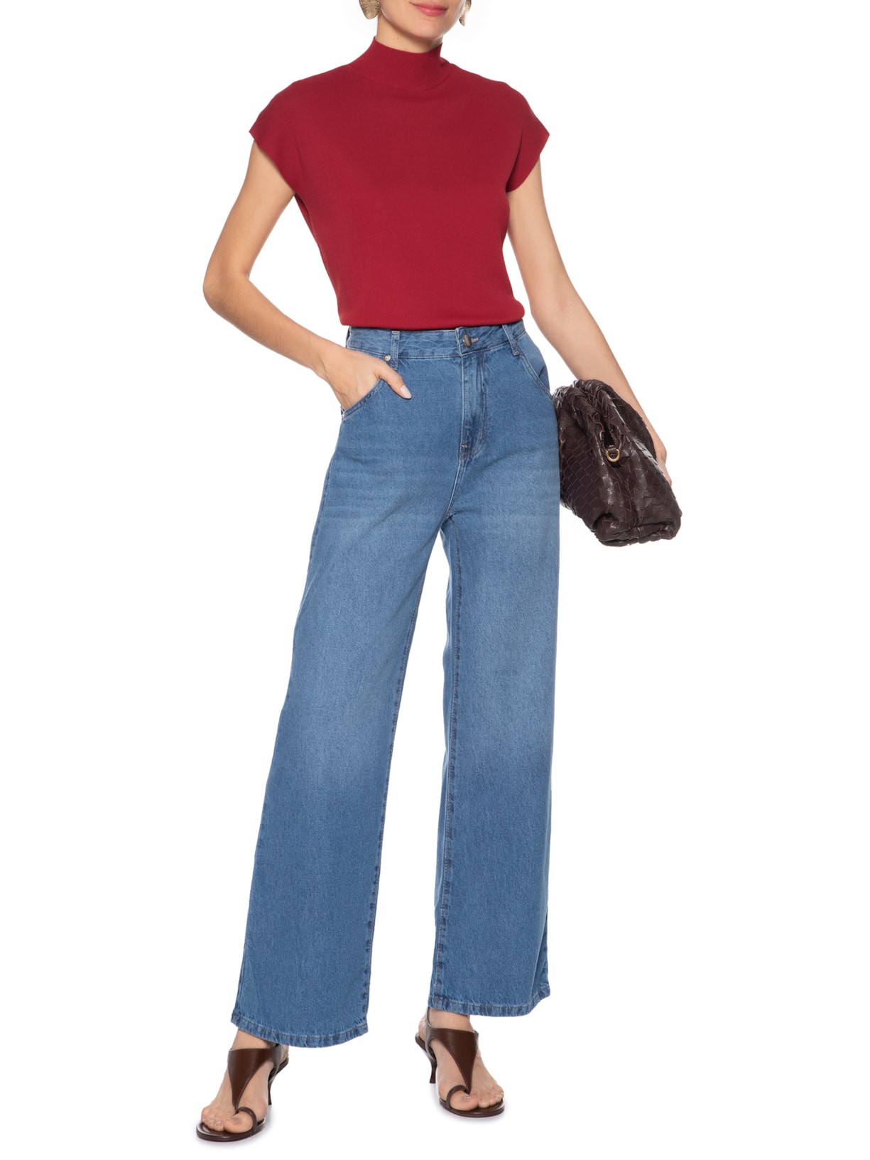 Blusa Feminina Gola Alta Em Tricot Vermelho '2Essential