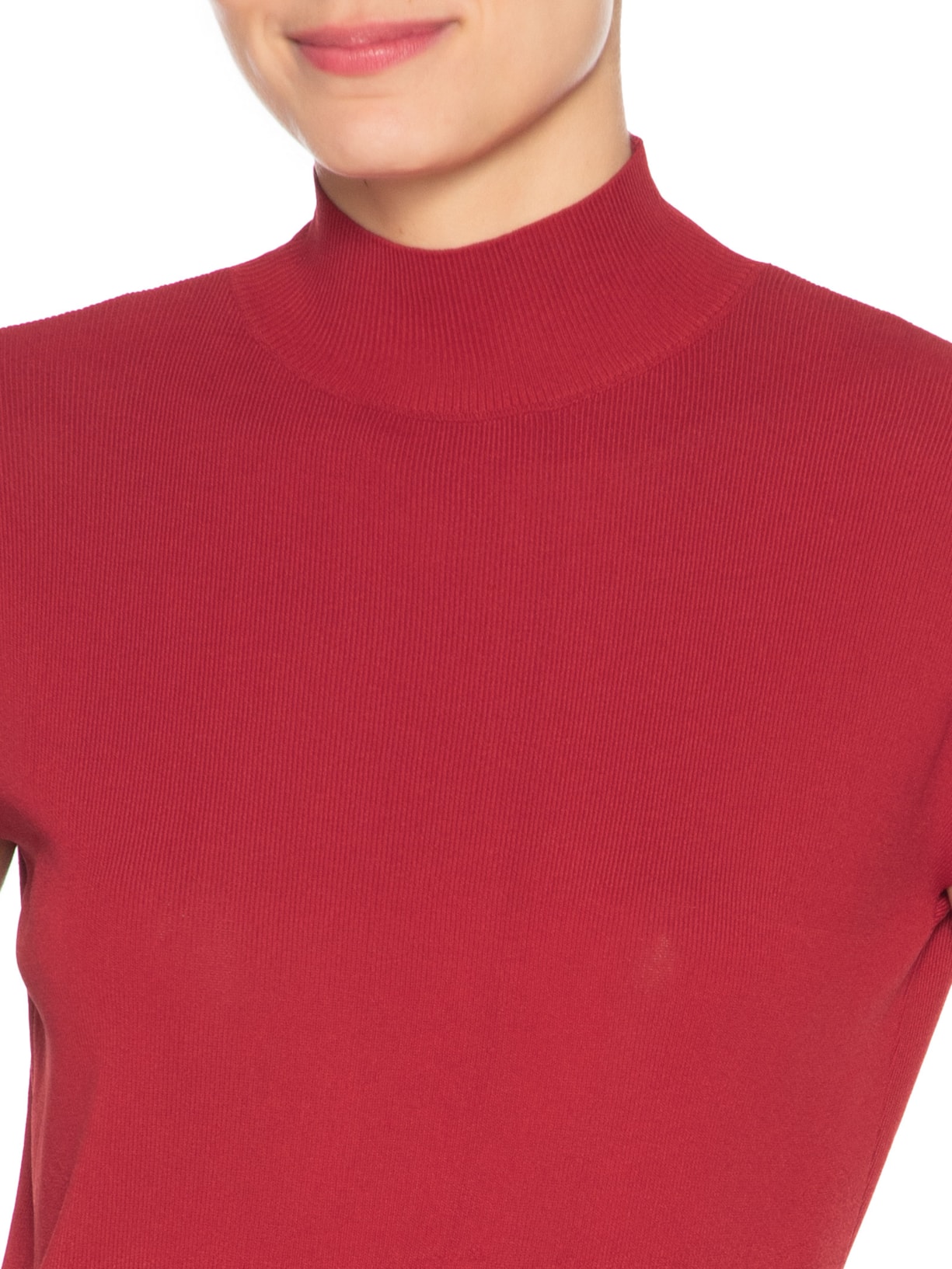 Blusa Feminina Gola Alta Em Tricot Vermelho '2Essential