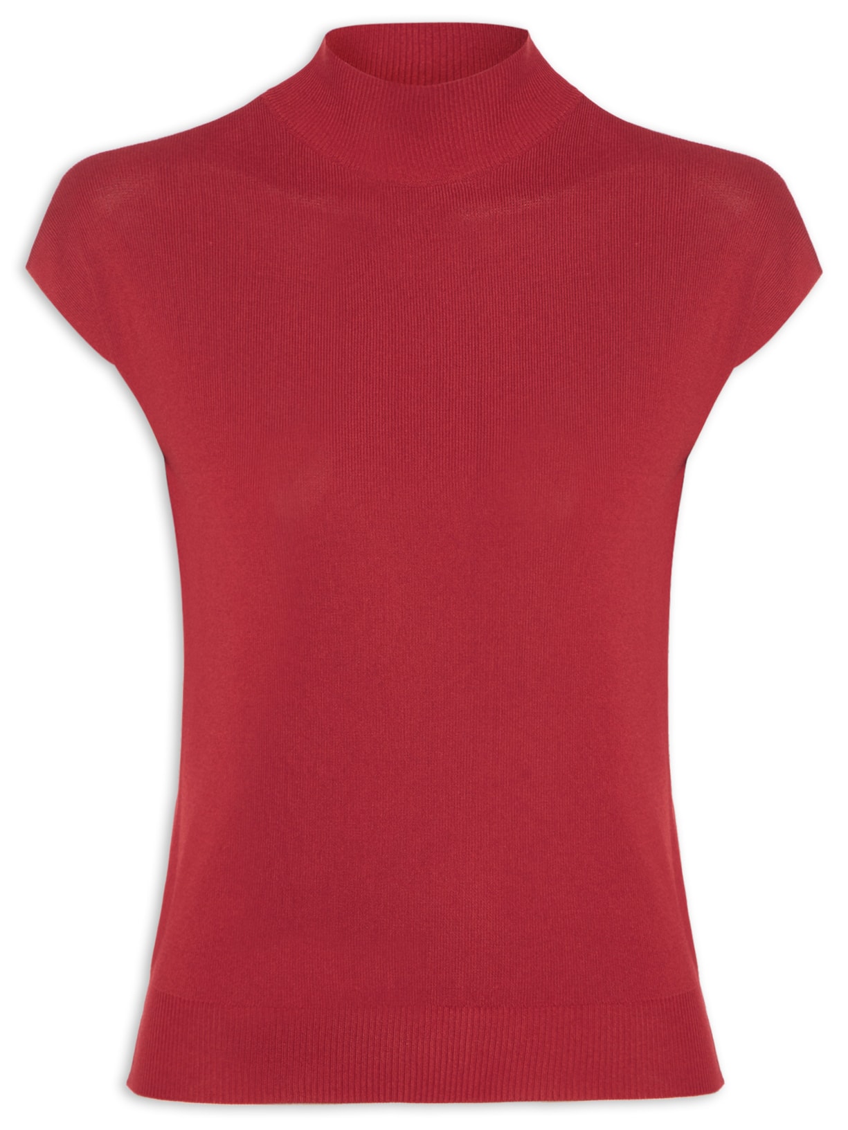 Blusa Feminina Gola Alta Em Tricot - Vermelho