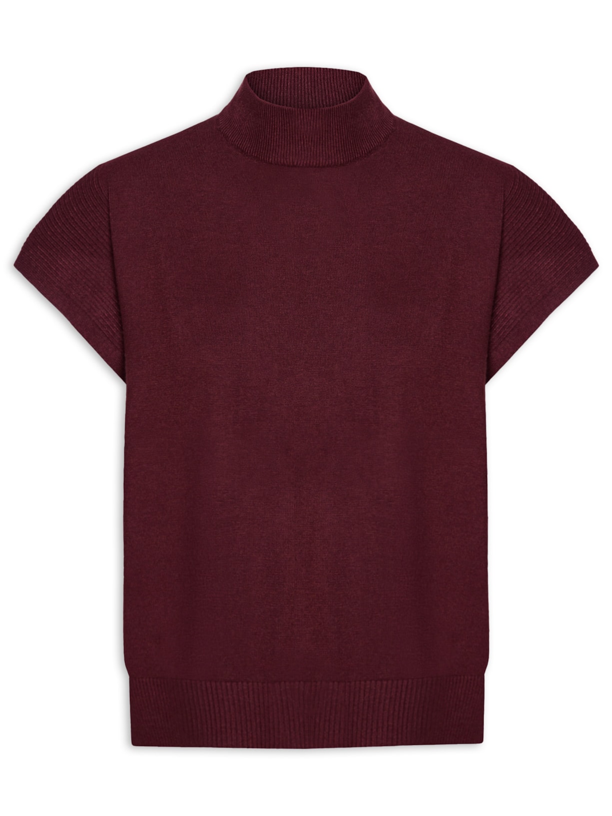 Blusa Feminina Gola Alta Em Tricot - Vinho