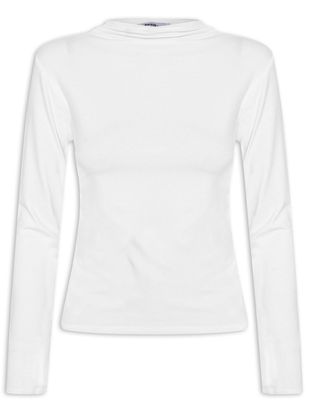 Blusa Feminina Gola Alta Manga Longa Branco Basiq