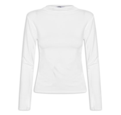 Blusa Feminina Gola Alta Manga Longa - Branco