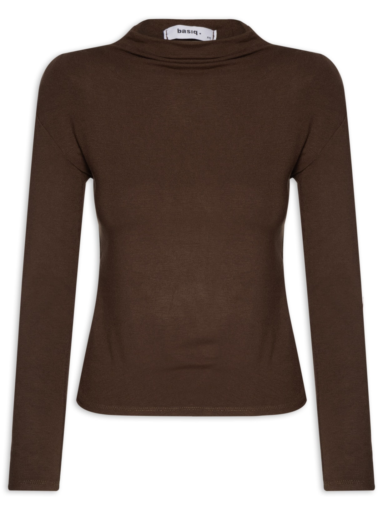 Blusa Feminina Gola Alta Manga Longa - Marrom