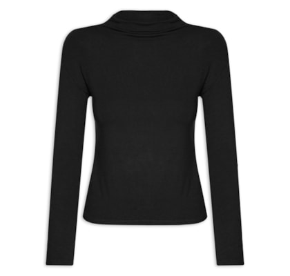 Blusa Feminina Gola Alta Manga Longa - Preto